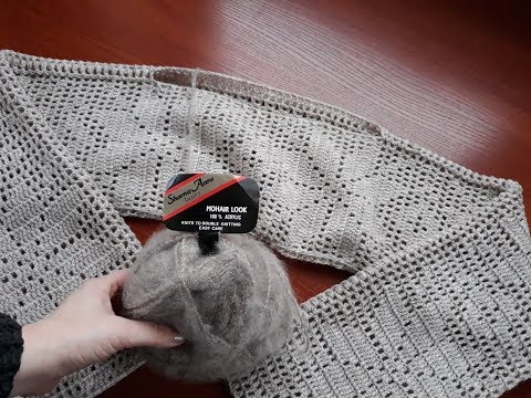 Видео: Пуловер (туника) крючок+спицы. Часть 2.