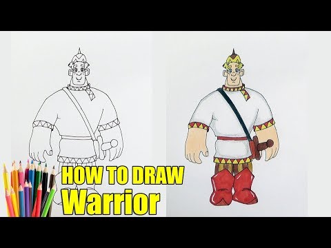 Видео: Как нарисовать Алёшу Поповича, Три Богатыря, How to draw Warrior