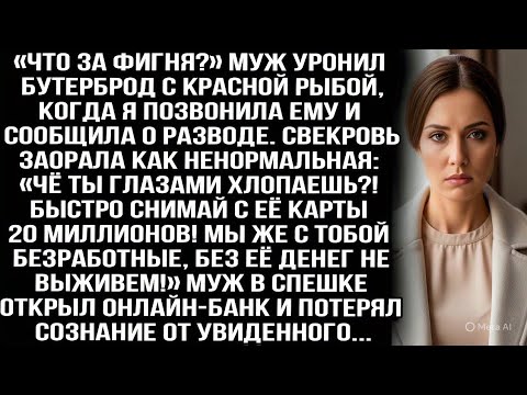 Видео: Узнав о разводе, свекровь заорала: « Быстро снимай с её карты 20 миллионов! Мы же безработные!»