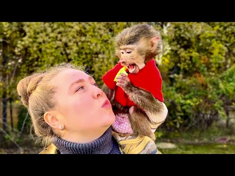 Видео: Анфиса на прогулке почти ОТ МЕНЯ НЕ ОТХОДИТ, прямо ЛЮБОВЬ ЛЮБОВНАЯ!))