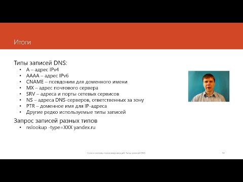 Видео: Типы записей DNS  | Курс "Компьютерные сети"