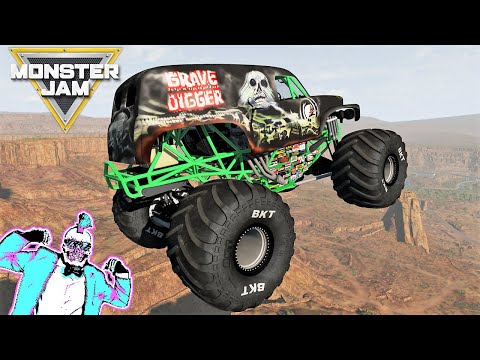 Видео: Monster Jam: БЕЗУМНЫЕ прыжки и столкновения на большой скорости, карта №5 | BeamNG Drive