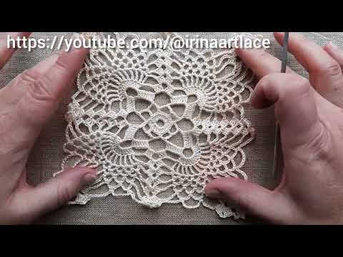 Видео: Очень симпатично смотрится! Квадратная салфетка крючком.