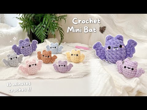 Видео: Как связать крючком маленькую летучую мышь 🦇 Вязание крючком без шитья для начинающих на Хэллоуин...