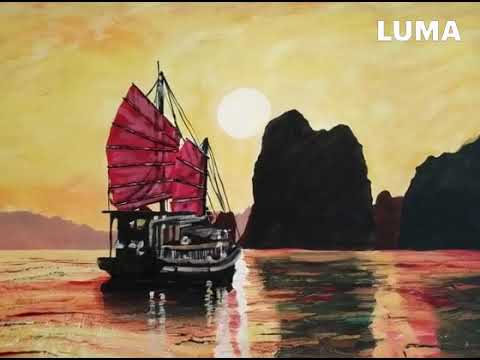 Видео: #Картина #Бухта ожила. #корабль #парусники #море #закат #painting #boat #беларусь #art  #landscape