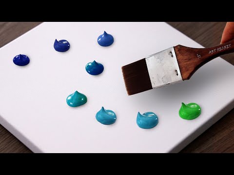 Видео: Волшебное ночное небо 💚💙 Расслабляющая картина акрилом #514