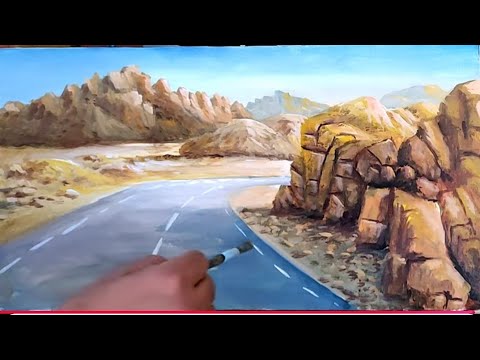 Видео: Рисовать проще, определив пространства. Нарисуйте красивую дорогу в пустыне #art.