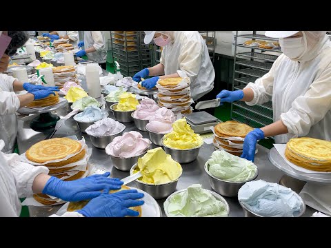Видео: 1000 распроданы в день! креповый торт с радугой и милле массовое производство - Пищевая фабрика