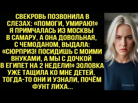 Видео: Примчалась из Москвы в Самару спасать свекровь, а там она выдала: «Посидишь внуками, а мы в Египет!»