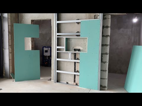 Видео: Короб с подсветкой на стену. Монтаж гипсокартона, полки и комбинированная обшивка.