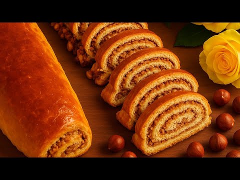 Видео: Изумительный Рулет из Песочного теста/ ореховый рулет