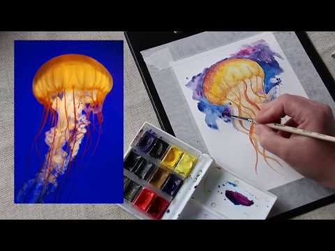 Видео: Скетчинг акварельный. Рисуем медузу