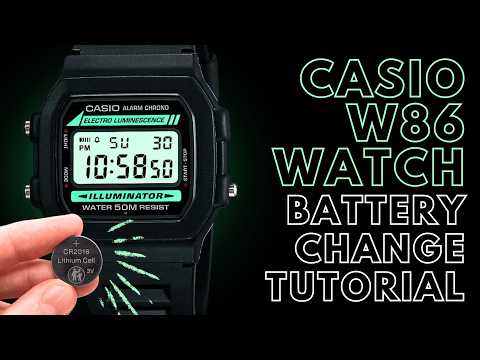Видео: Замена батареи в часах Casio W-86 | Как заменить батарею в часах Casio W-86