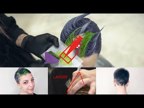 Видео: стрижка пикси с крутыми акцентами + цветное окрашивание
