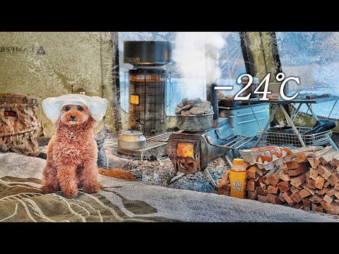 Видео: -24℃ Одиночный зимний поход с собакой . Отдых в горячей палатке . Дровяная печь АСМР