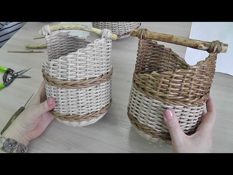 Видео: Корзинка УШАСТИК из газетных трубочек. Мастер-класс