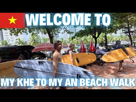 Видео: Прогулка по пляжу от Мён Кхе до Мён Ан — Дананг, Вьетнам 🇻🇳