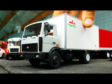 Видео: Моделька грузовика МАЗ 5337 с изотермическим фургоном Автоистория 43 распаковка и обзор!Про машинки!