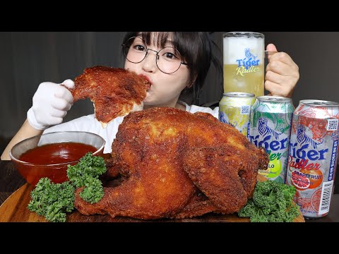 Видео: Жареная целая курица и холодное пиво🍗🍺Mukbang ASMR