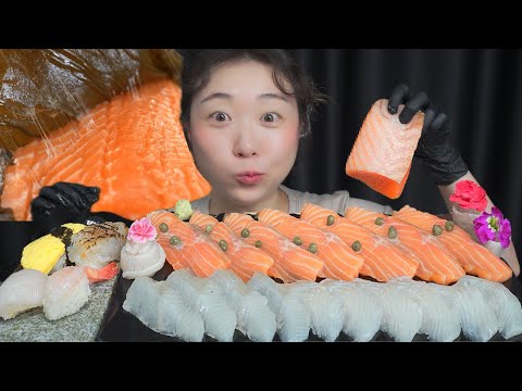 Видео: Лосось и плоская рыба / Mukbang eating show
