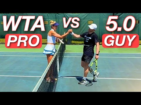 Видео: Женский профессиональный теннисист (807 WTA) против 8,99 UTR Guy (лучший результат в карьере — 12)