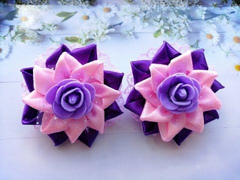 Видео: Бантики из лент 2,5 см. МК Канзаши / Ribbon bows / Laços de fitas/ रिबन से फूल