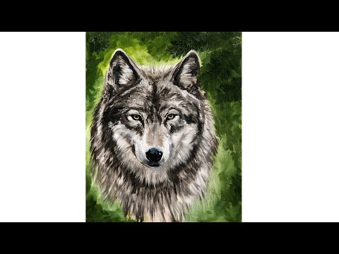 Видео: Волк, холст 50х40, масло