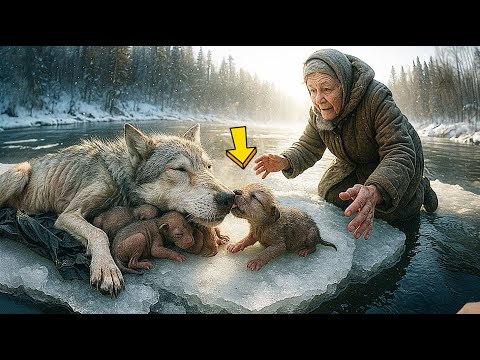 Видео: Волчица с новорождёнными волчатами на дрейфующей льдине... СМОЖЕТ ЛИ БАБУШКА ПОМОЧЬ ВОЛКАМ...