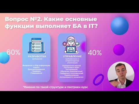 Видео: 3/48 -  Какие основные функции выполняет БА в IT и что такое требования?  Курс Бизнес-анализ в IT.