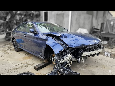 Видео: BMW 5 Series 540.  Подготовка к ремонту. Пробная вытяжка алюминиевого лонжерона.