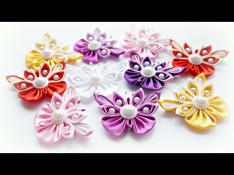 Видео: Бабочка Канзаши Мастер-класс / Butterfly Kanzashi Tutorial, DIY