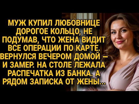 Видео: Муж купил кольцо любовнице забыв что карта общая, но записка жены всё изменила...