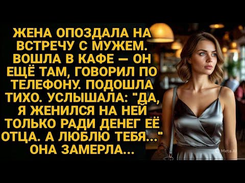 Видео: Жена опоздала на встречу. Муж не видел её, говорил в телефон: "Дура верит, а я жду наследства"...