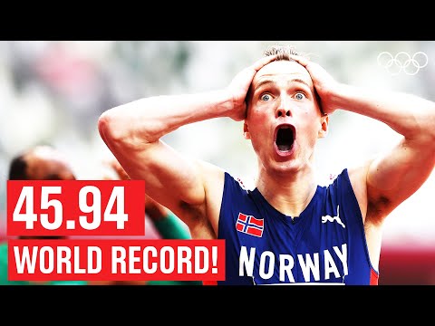 Видео: 🇳🇴 Уорхолм бьёт мировой рекорд! | Полный финал бега на 400 м с/б, мужчины | Токийские повторы