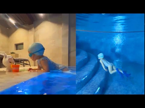 Видео: Ольга Орлова показала как Анюта умеет плавать в ластах!