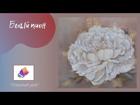 Видео: Белый пион.Текстурная живопись.Интерьерная картина
