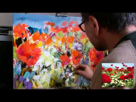 Видео: Маки. Техника многослойной быстрой современной живописи.