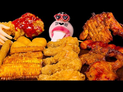 Видео: Курица барбекю с золотистыми оливками, курица по-ямайски, длинная сырная палочка!🍗 ASMR Mukbang :)