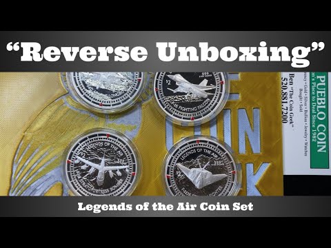 Видео: Набор из 4 монет «Легенды воздуха» — Ниуэ, 2011 г. — «Обратная распаковка»