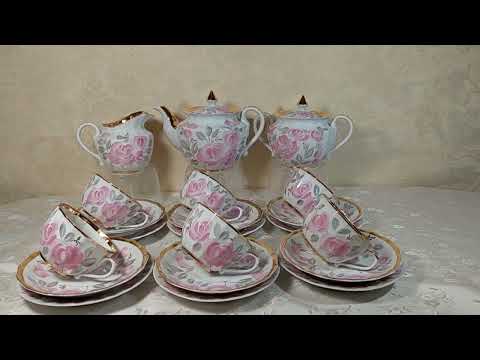 Видео: Всё о фарфоре. Чайный сервиз "Розовые розы" Вербилки