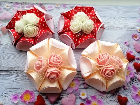 Видео: Бантики из атласных лент 2,5 см. МК Канзаши / Bows of satin ribbons 2.5 cm / Laços de fitas