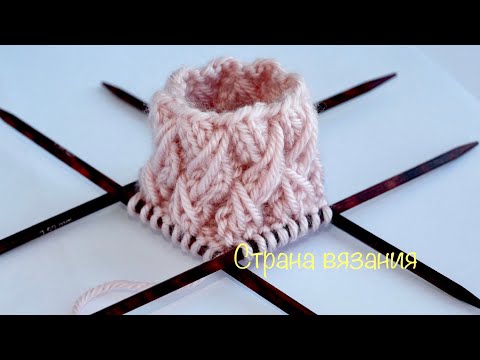 Видео: Резинка 2х2 с вытянутыми петлями. Вязание по кругу. Elastic band 2x2 Knitting in a circle.