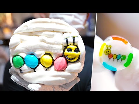 Видео: Изготовление удивительных конфет ручной работы - PAPABUBBLE - Потрясающее шоу конфет - Как сделать