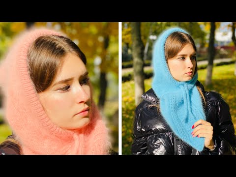 Видео: Нежнейший #КАПОР спицами из пуха норки/вязаная #БАЛАКЛАВА/#СНУД #КАПЮШОН #МАНИШКА/подробный МК