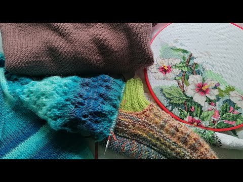 Видео: Готовая работа, продвижения процессов и вышивка🧶💥🧶🌺#knitting #вышивкакрестиком 
