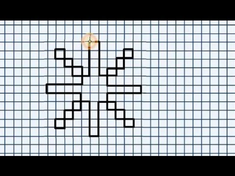 Видео: Снежинка (графический диктант по клеточкам), рисуем по клеточкам зиму