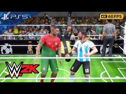 Видео: WWE 2K23 — Месси и Роналду против Бензема и МБаппе, командный чемпионат / PS5 (4K60)