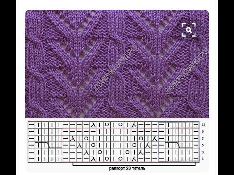 Видео: Вязание спицами. Ажурный узор № 31