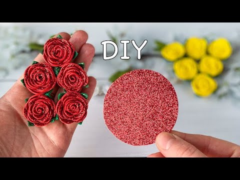 Видео: Как быстро сделать Розочки из глиттерного фоамирана Из Одного Круга / DIY Rose Flowers Glitter Foam