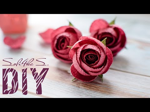 Видео: DIY soli4ka_s Трояндочки з гофрованого паперу/ розочки с гофрированной бумаги/ crepe paper roses